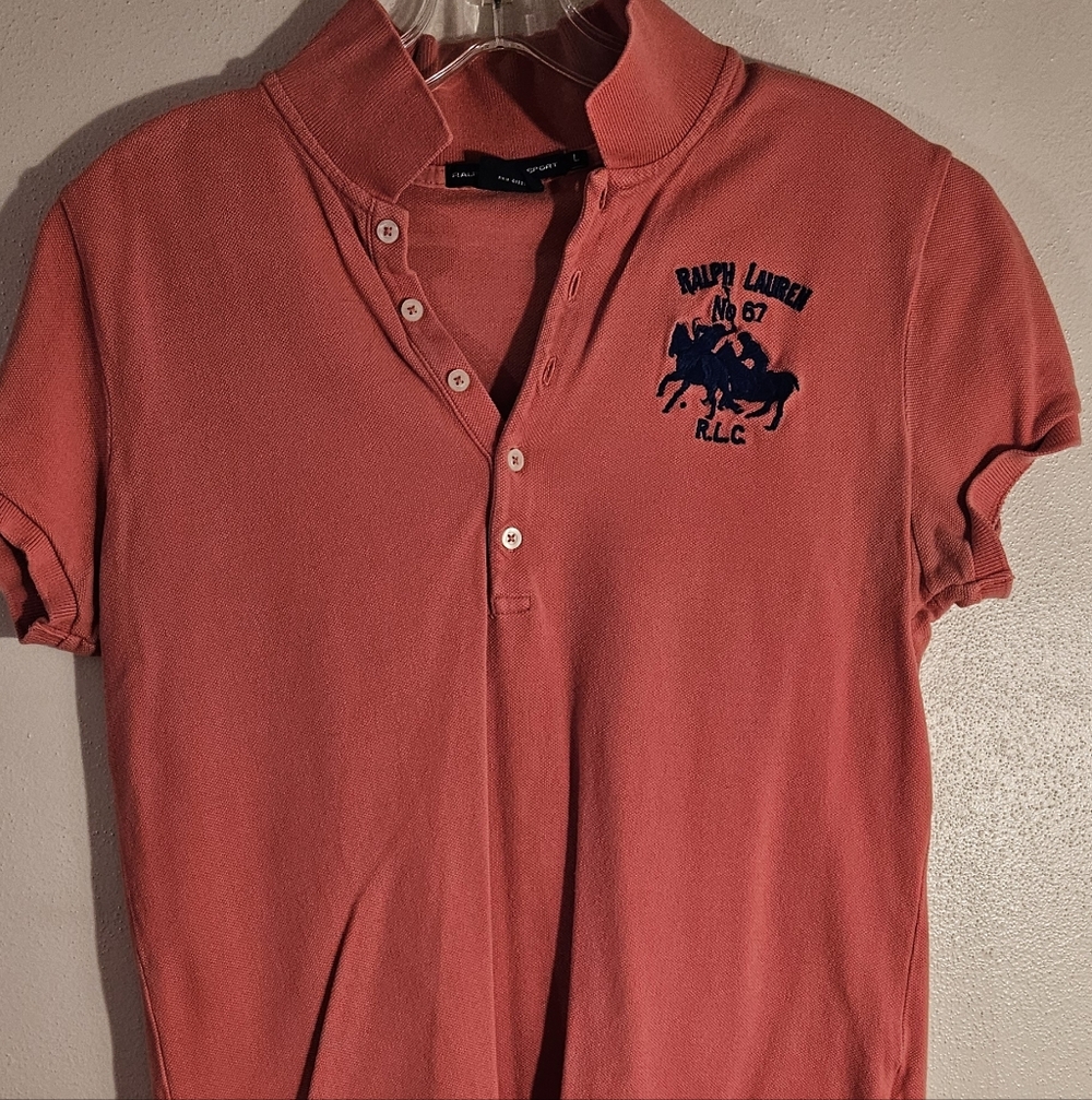Ralph Lauren Coral Short-Sleeve Polo with Navy Logo